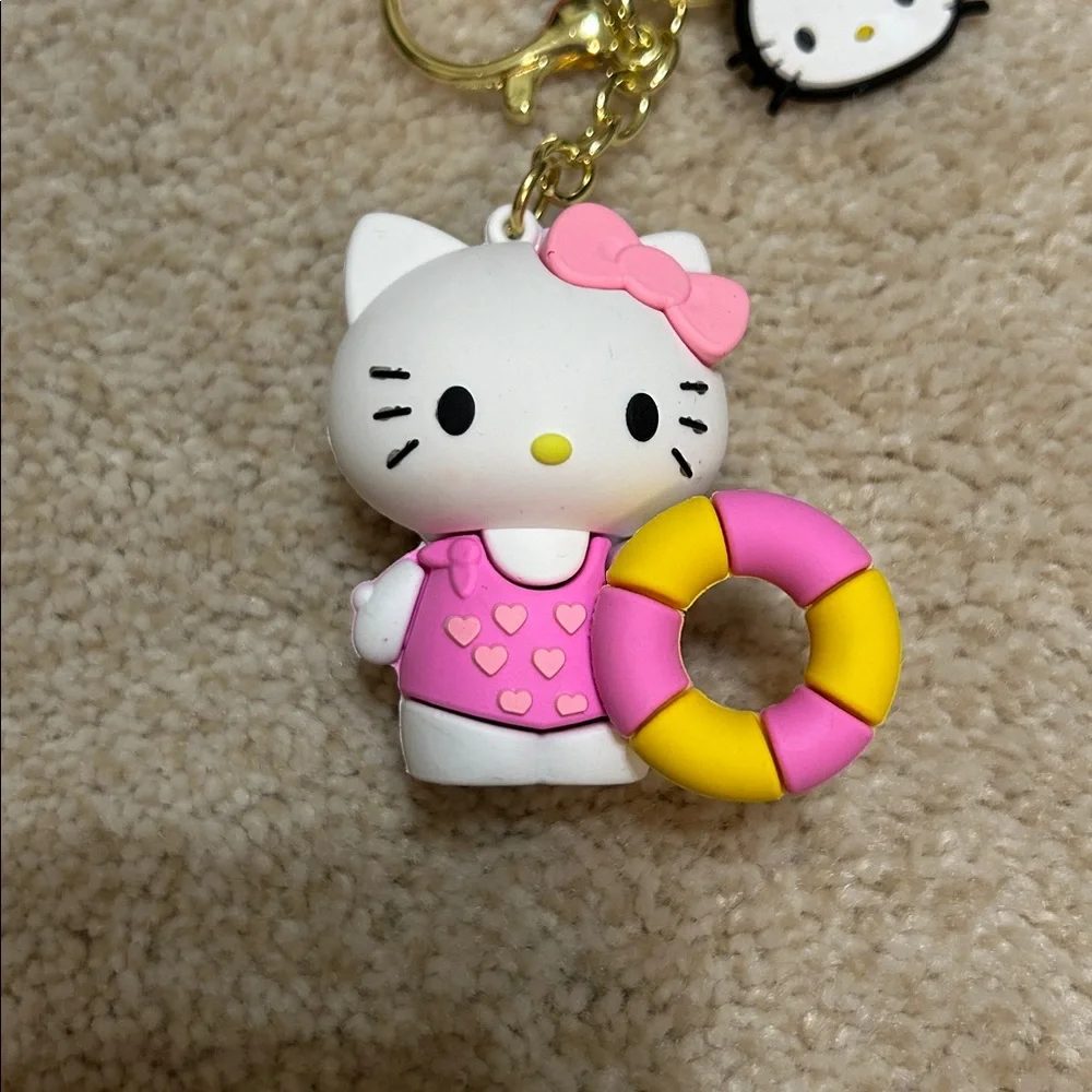 Hello Kitty Pool Floatie Keychain Charm Sanrio Accessory for Bag or Keys New